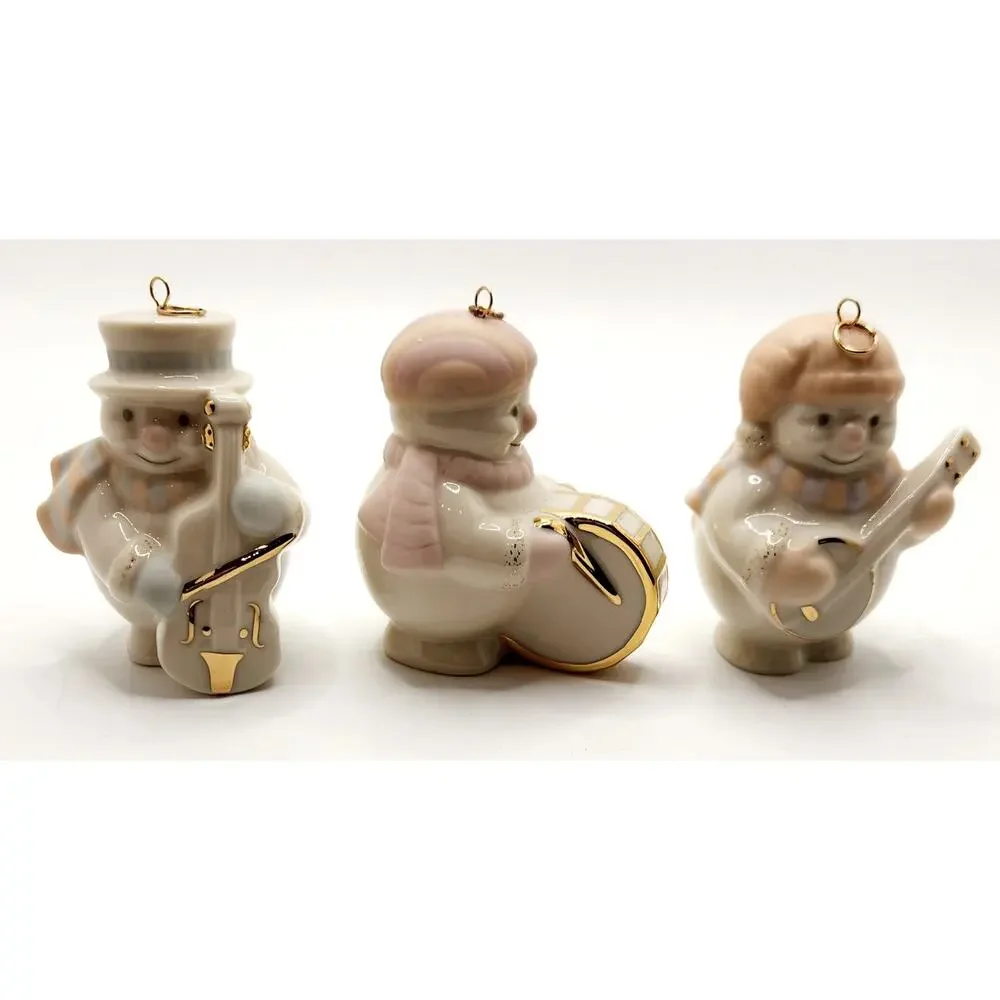 Lenox Standabouts Snowman Ornaments Set of 5 Musical Band Porcelain w/ Box